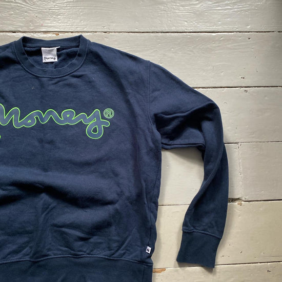 Money Clothing Navy and Green Jumper (XL)