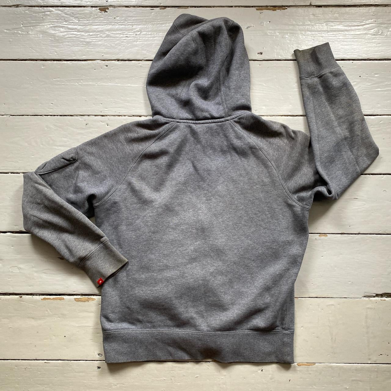 Nike Swoosh Grey and Blue Hoodie (Medium)