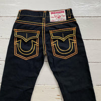 True Religion Black Joey Super T Big Double Stitch Yellow and Gold Jeans (32/30)