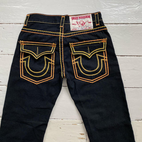 True Religion Black Joey Super T Big Double Stitch Yellow and Gold Jeans (32/30)