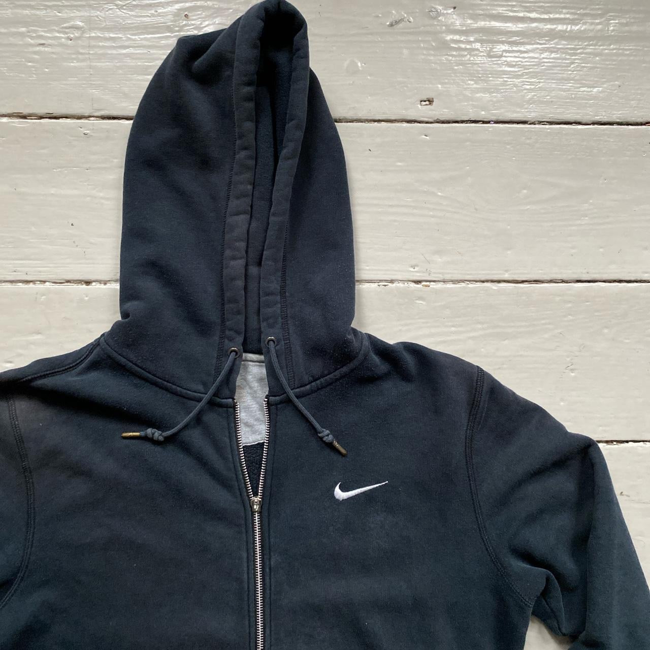 Nike Swoosh Navy and White Hoodie (Medium)