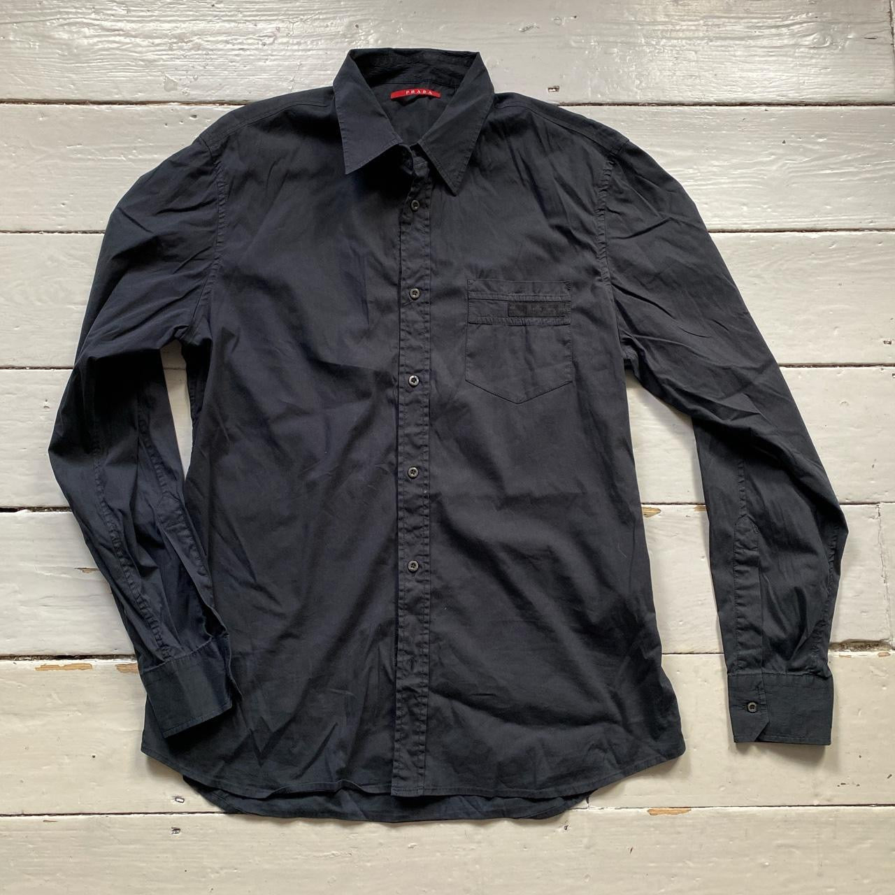 Prada Vintage Black Long Sleeve Shirt (Large)