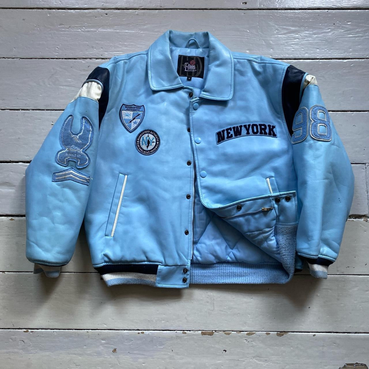 Ethos NY Baby Blue Leather Jacket (Medium)