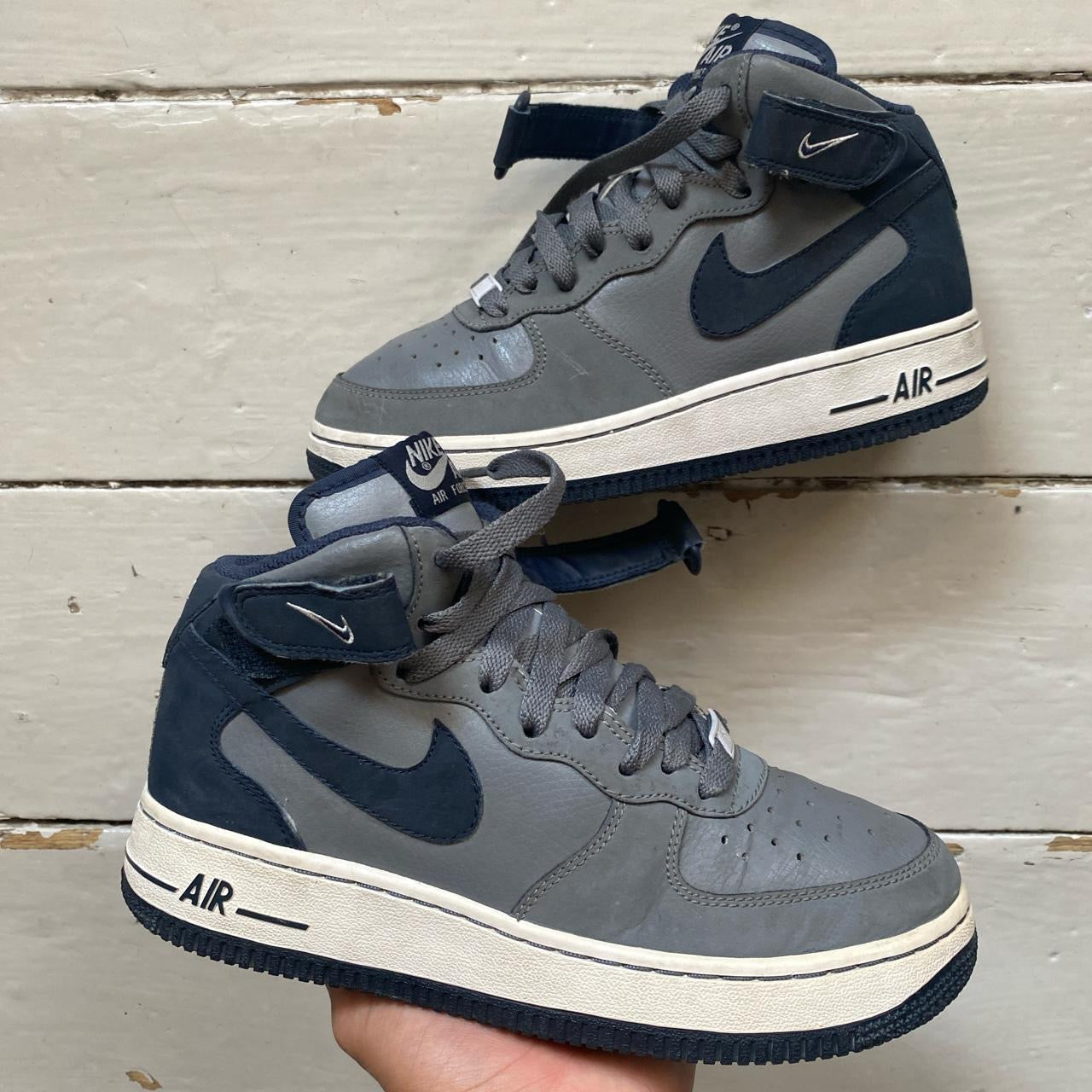 Nike Air Force 1 Mid Navy and Grey (UK 4.5)