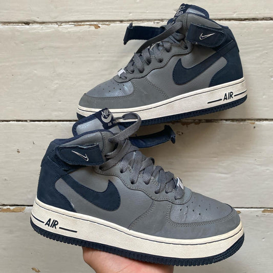 Nike Air Force 1 Mid Navy and Grey (UK 4.5)