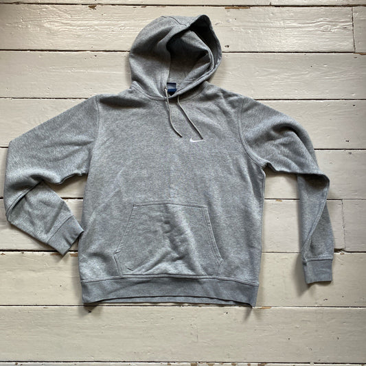 Nike White Swoosh Grey Hoodie (Large)