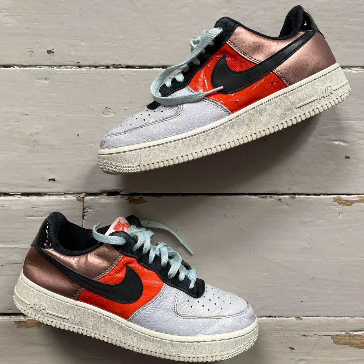 Nike Air Force 1 White, Red, Bronze (UK 7.5)