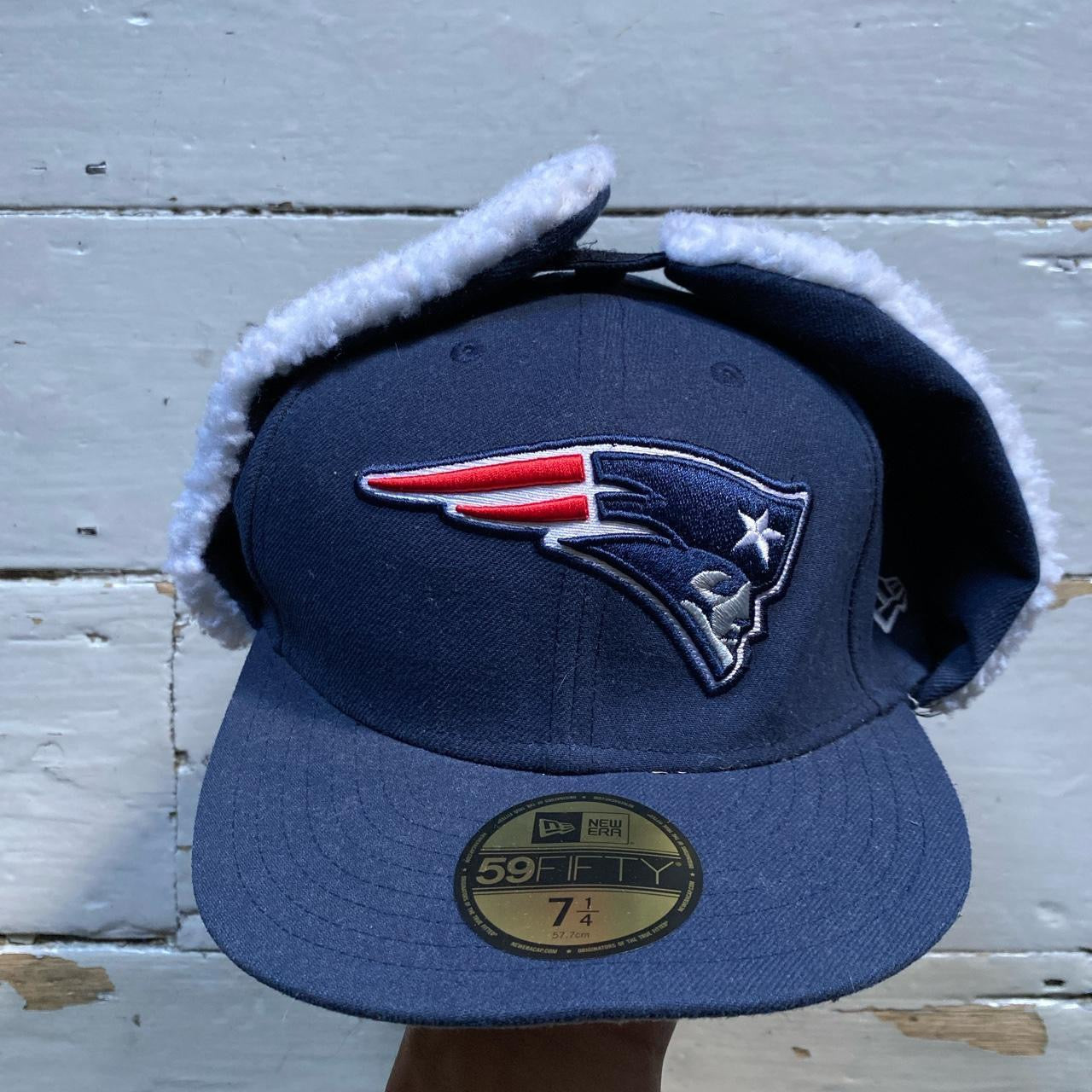 New England Patriots Dog Ear Fitted Cap (Size 7 1/4)