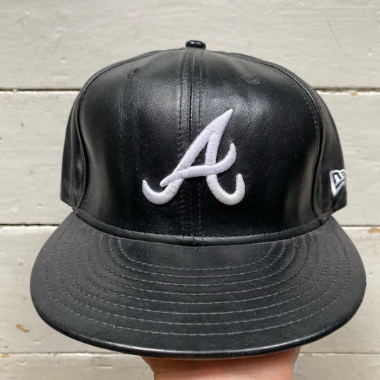 Atlanta Braves New Era Leather Fitted Cap (Size 7 3/8)