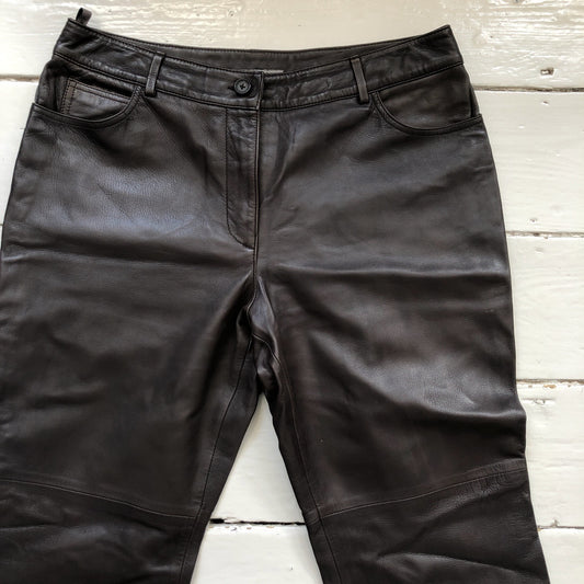 Jaeger Brown Leather Trousers (32/30)
