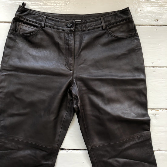 Jaeger Brown Leather Trousers (32/30)