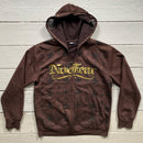 No Fear Brown Skeleton Full Zip Hoodie (Large)
