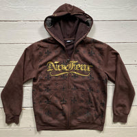 No Fear Brown Skeleton Full Zip Hoodie (Large)