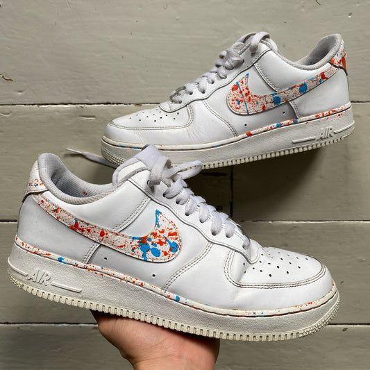 Nike Air Force 1 White Custom Paint Splash (UK 8)