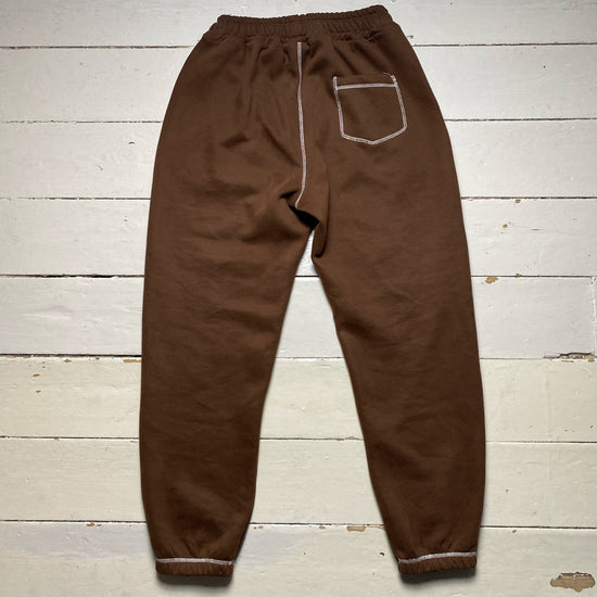 Wear Garson Graffiti Contrast Stitch Brown Joggers