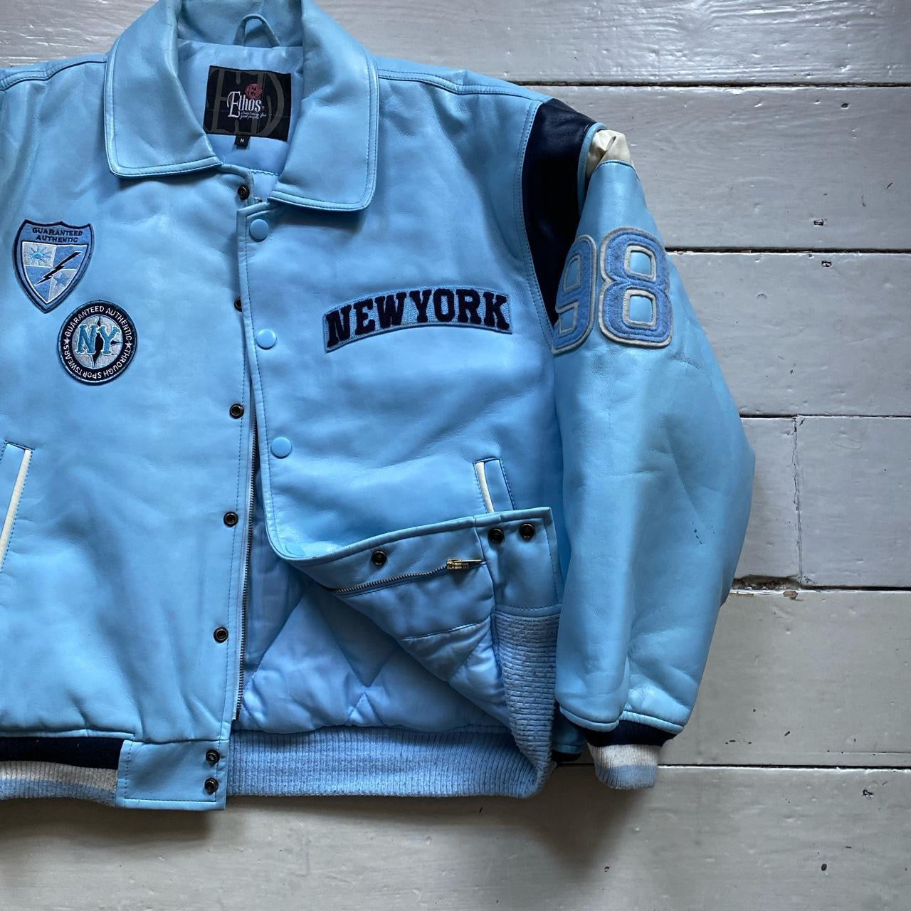 Ethos NY Baby Blue Leather Jacket (Medium)