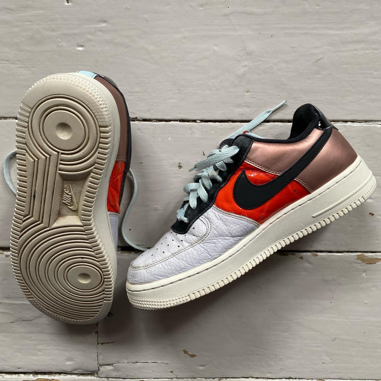 Nike Air Force 1 White, Red, Bronze (UK 7.5)