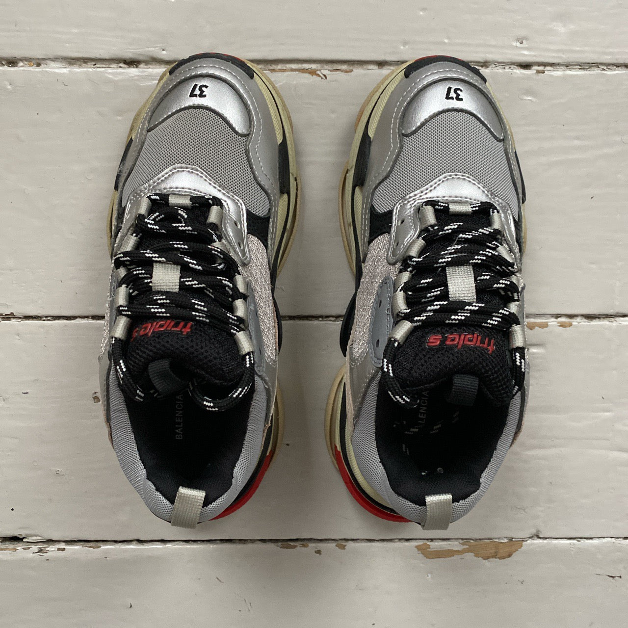 Balenciaga Triple S Silver Red and White (UK 4)