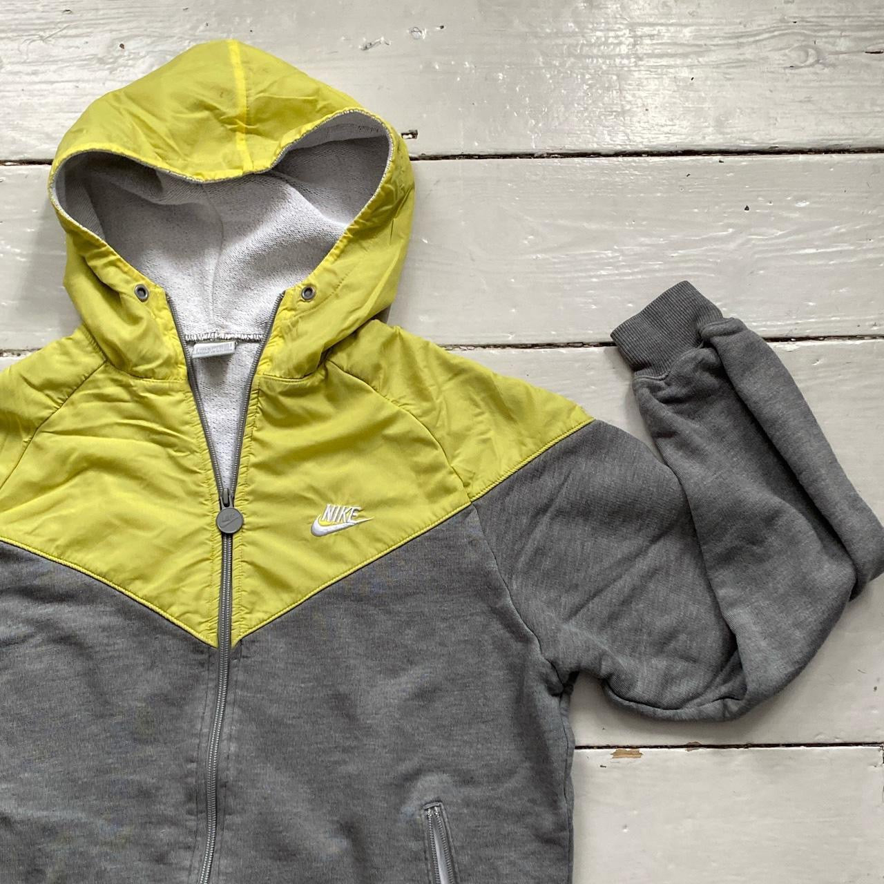 Nike Swoosh Yellow Grey Hoodie (Medium)