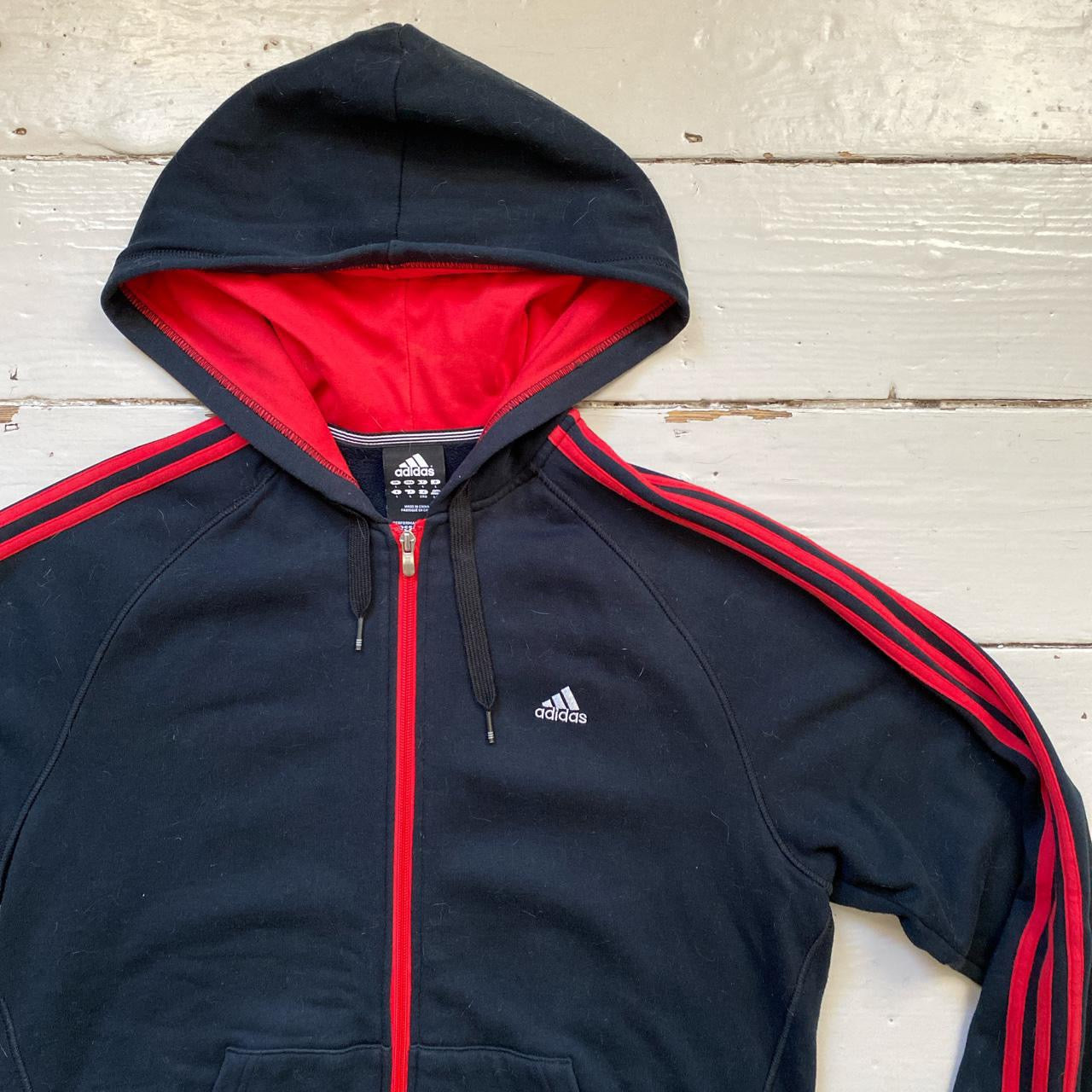 Adidas Black and Red Hoodie (Large)