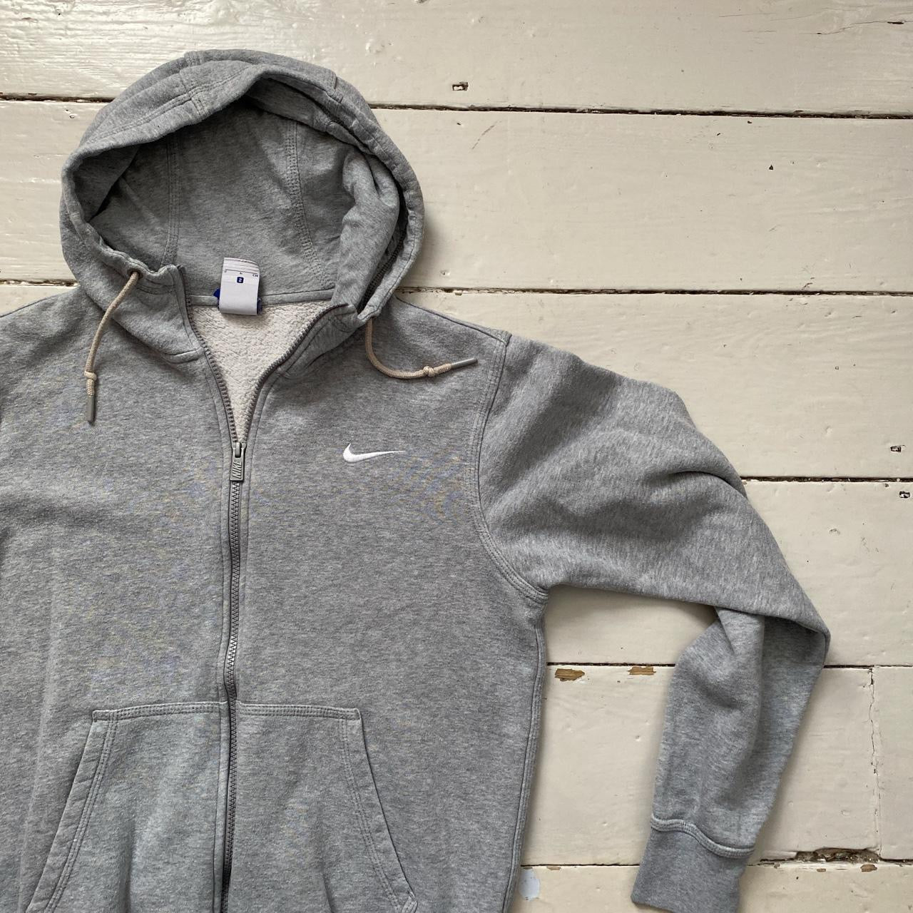 Nike Swoosh Grey Zip Hoodie (Small)