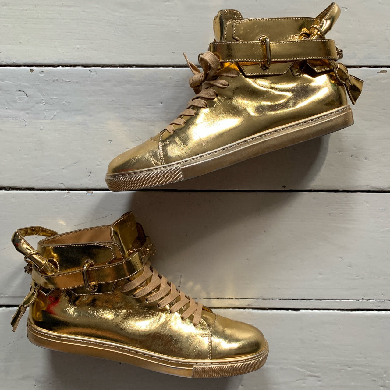 Buscemi Gold Leather Trainers (UK 9)