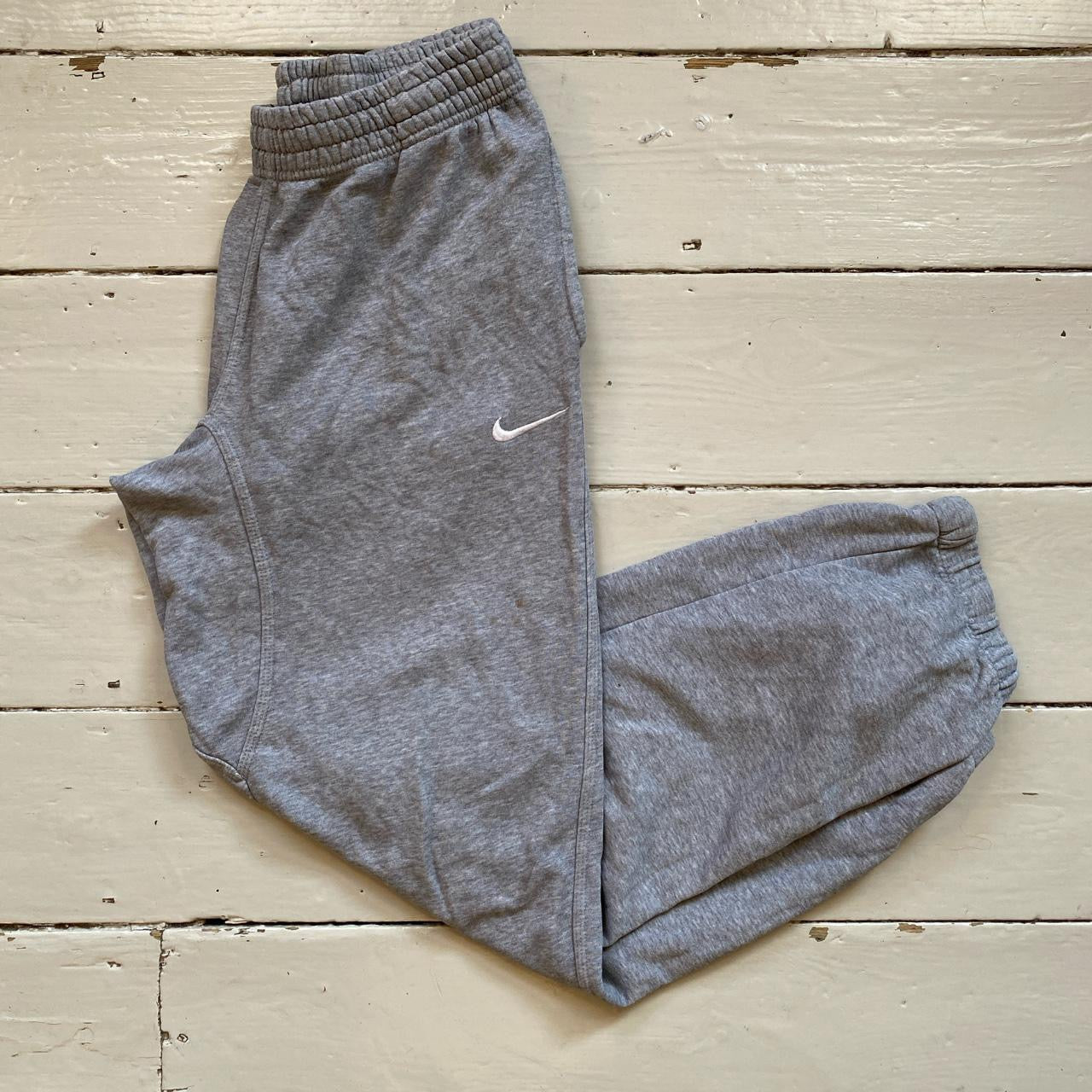 Nike White Swoosh Grey Joggers (Medium)