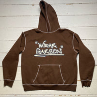 Wear Garson Graffiti Contrast Stitch Brown Hoodie