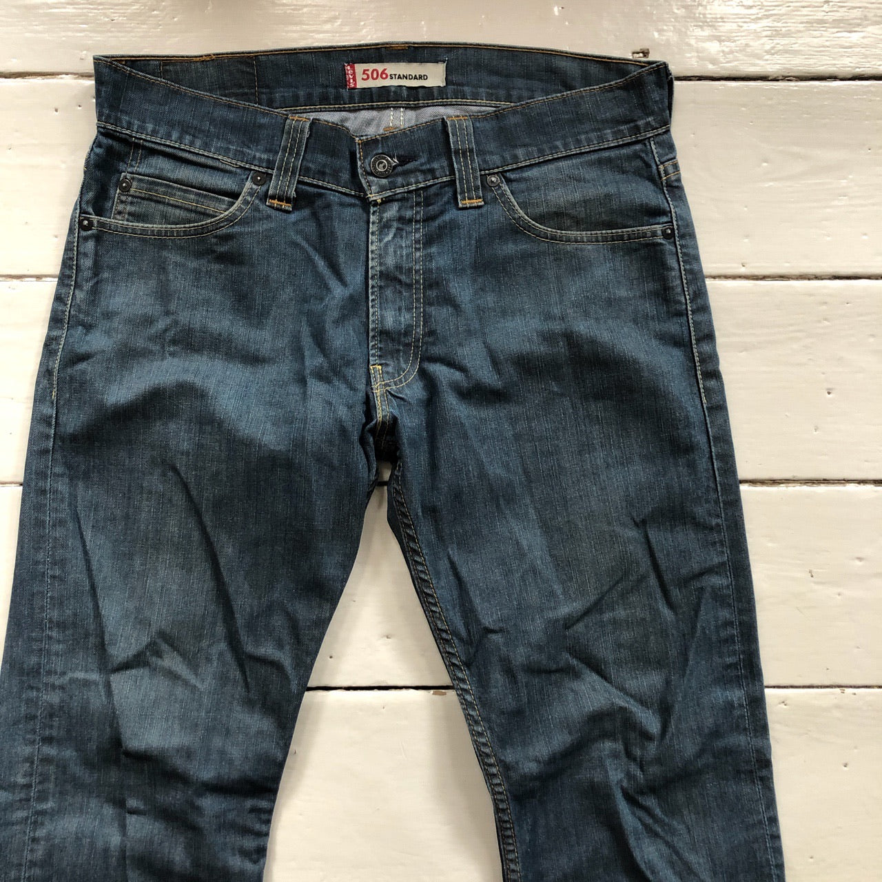 Levis 506 Navy Straight Jeans (32/30)