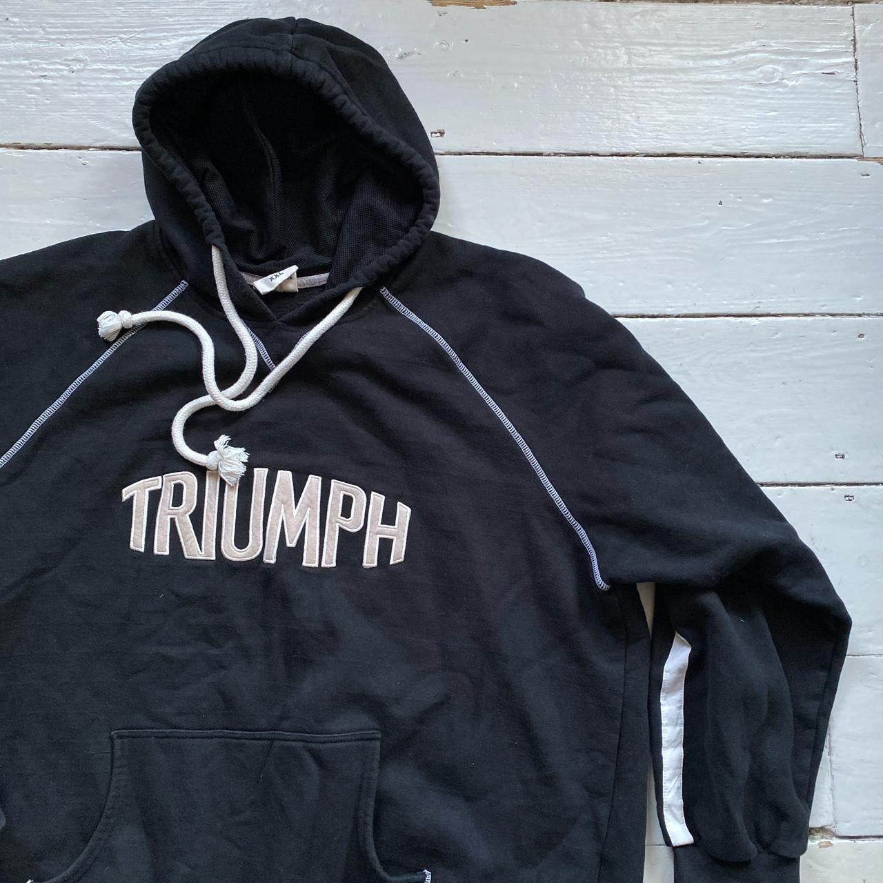 Triumph Vintage Black Contrast Stitch Hoodie (XXL)