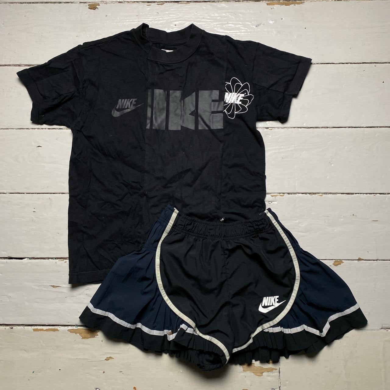 Nike Sacai T Shirt and Pleated Skirt Shorts (XS)