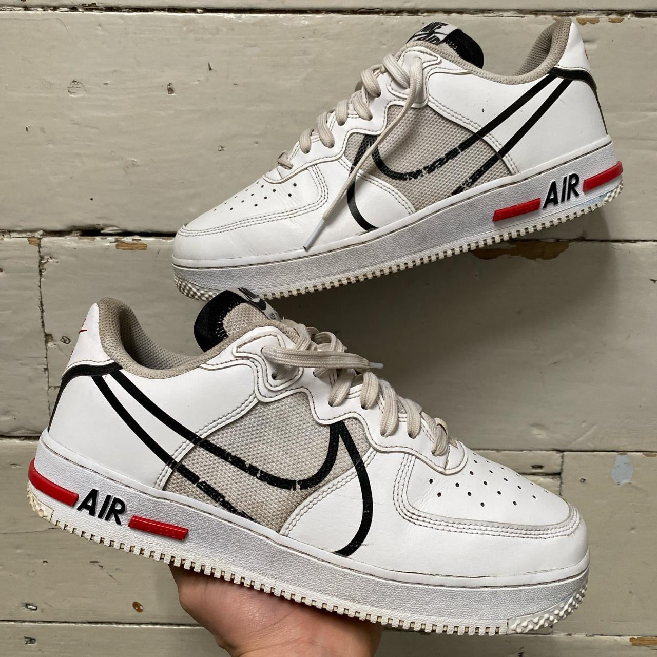 Nike Air Force 1 React White Red Black (UK 9)