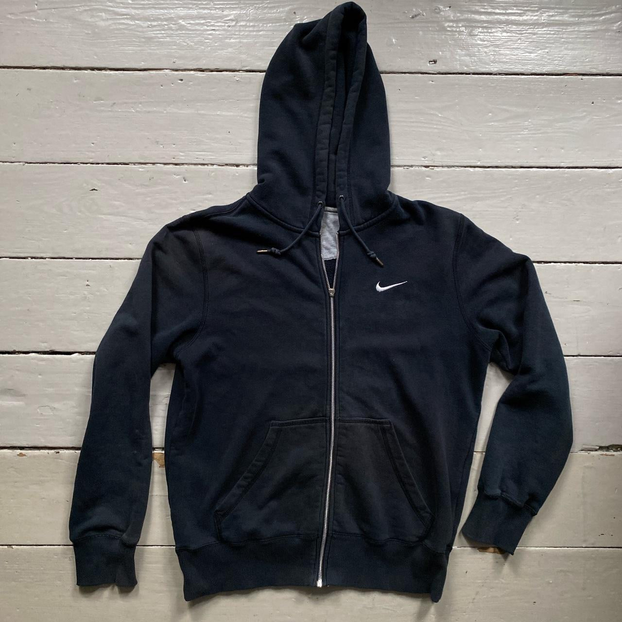 Nike Swoosh Navy and White Hoodie (Medium)