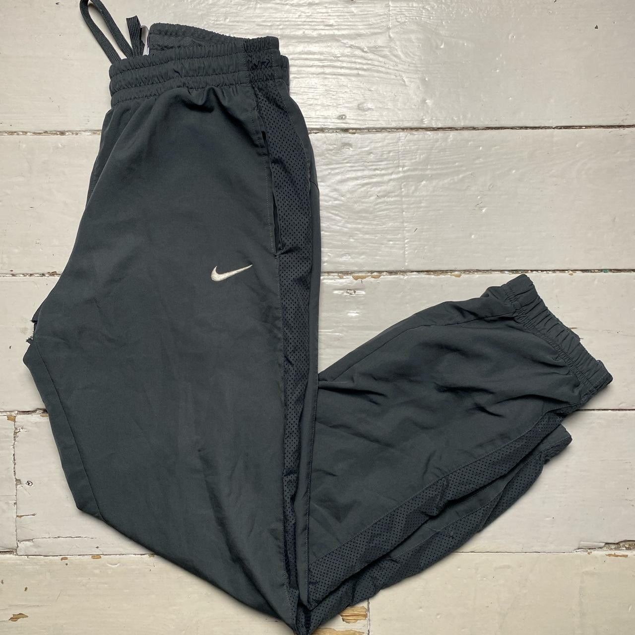 Nike Swoosh Grey Baggy Shell Bottoms (Medium)