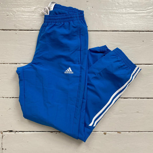 Adidas Blue and White Shell Bottoms (Small)