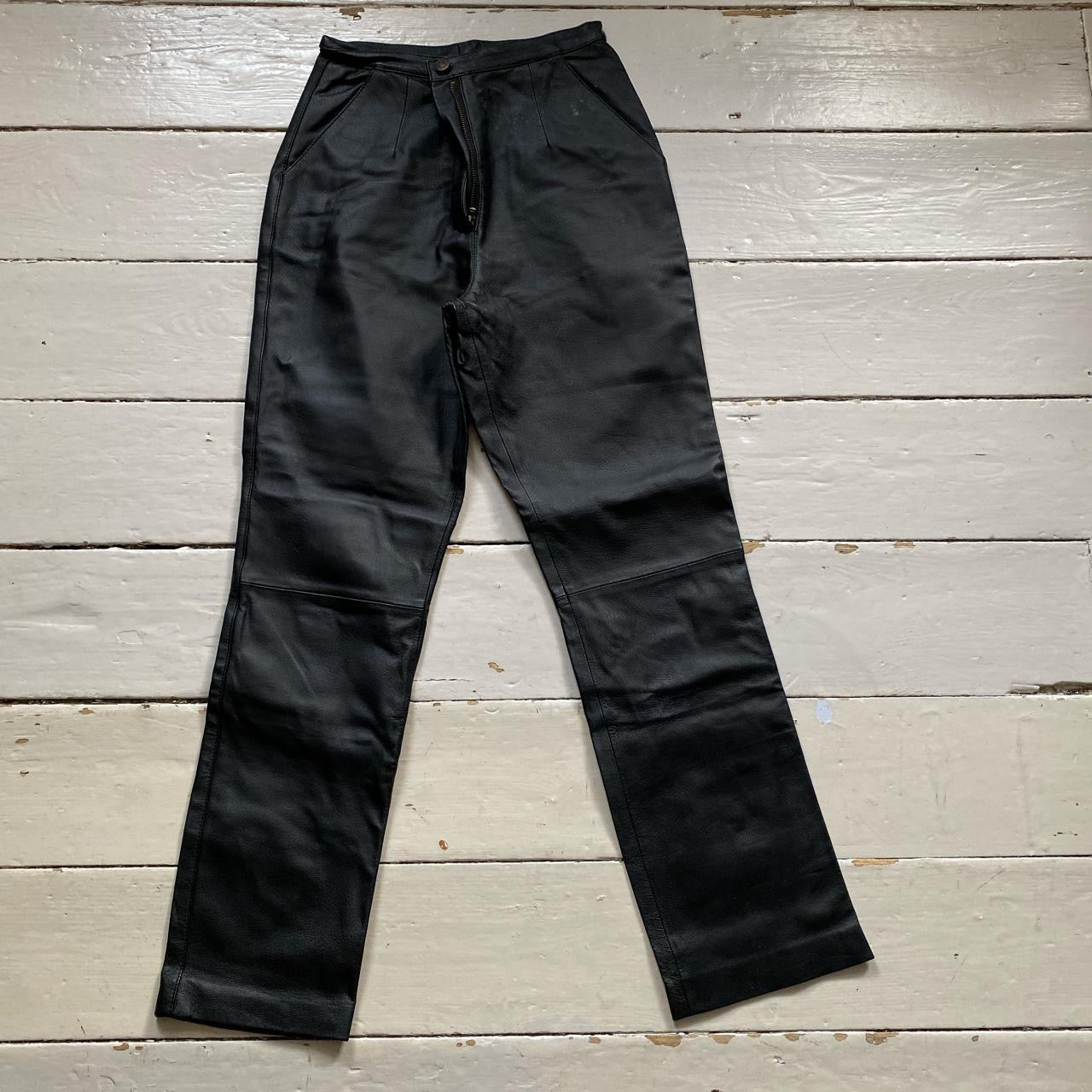 Black Leather Trousers Womens (Size 10)