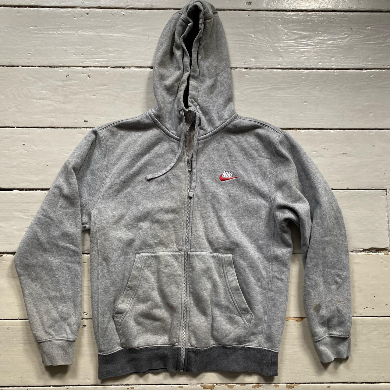 Nike Swoosh Hoodie Grey White (Small)