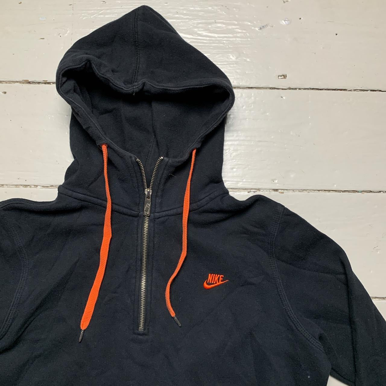 Nike Vintage Hoodie Black and Orange (Small)