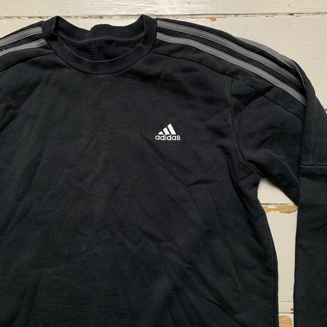 Adidas Black and Grey Jumper (XL)