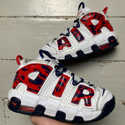 Nike Uptempo More Air Camo White Blue and Red (UK 5)
