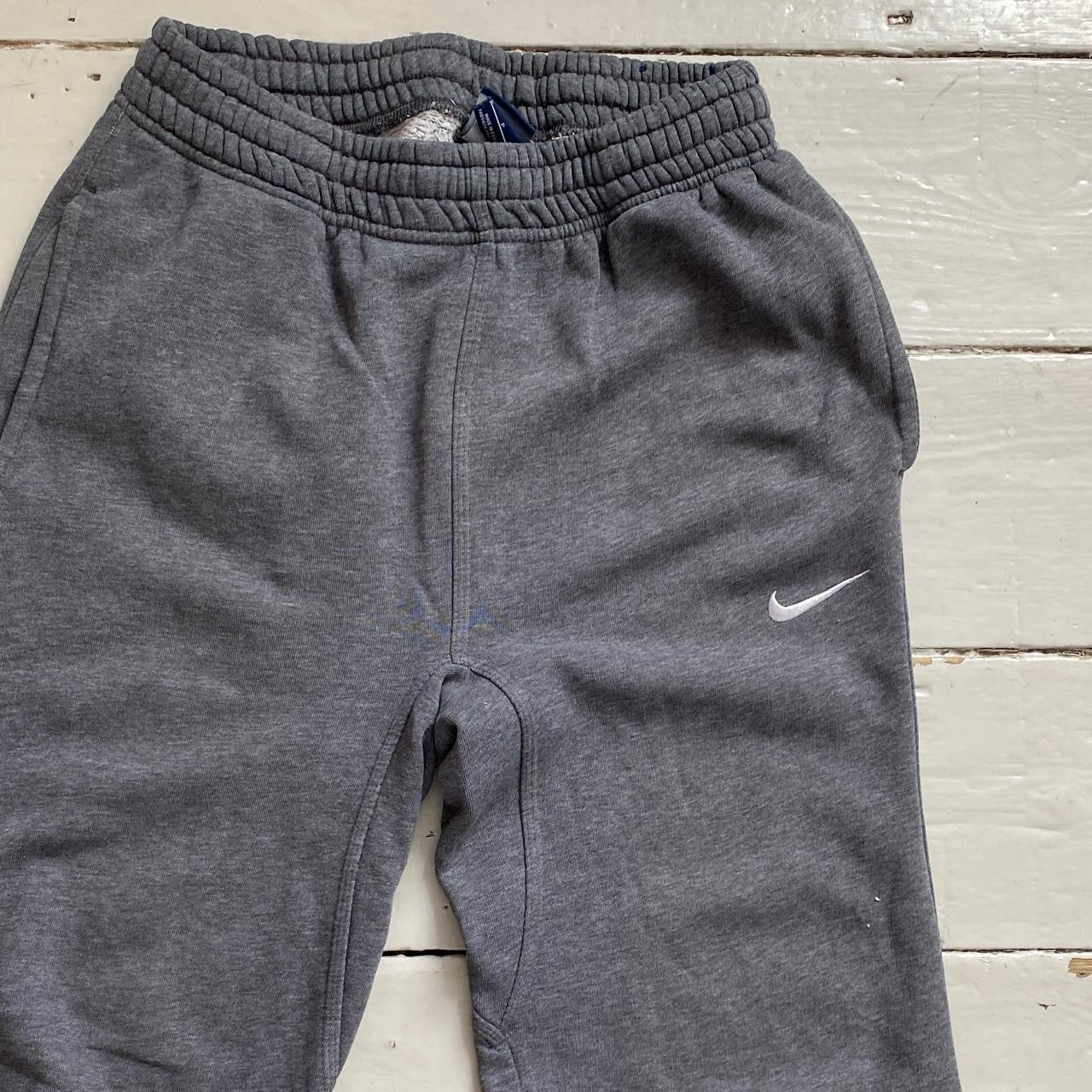 Nike White Swoosh Grey Joggers (Small)