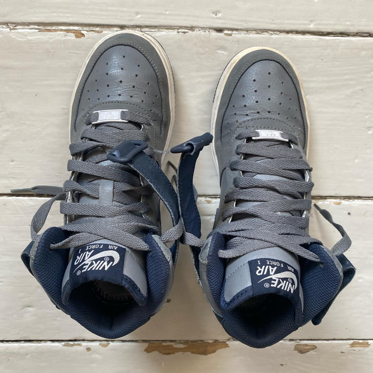 Nike Air Force 1 Mid Navy and Grey (UK 4.5)