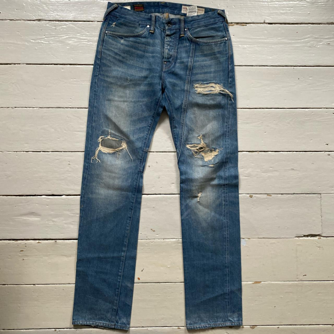 Evisu Vintage Swoosh Distressed Jeans (33/36)