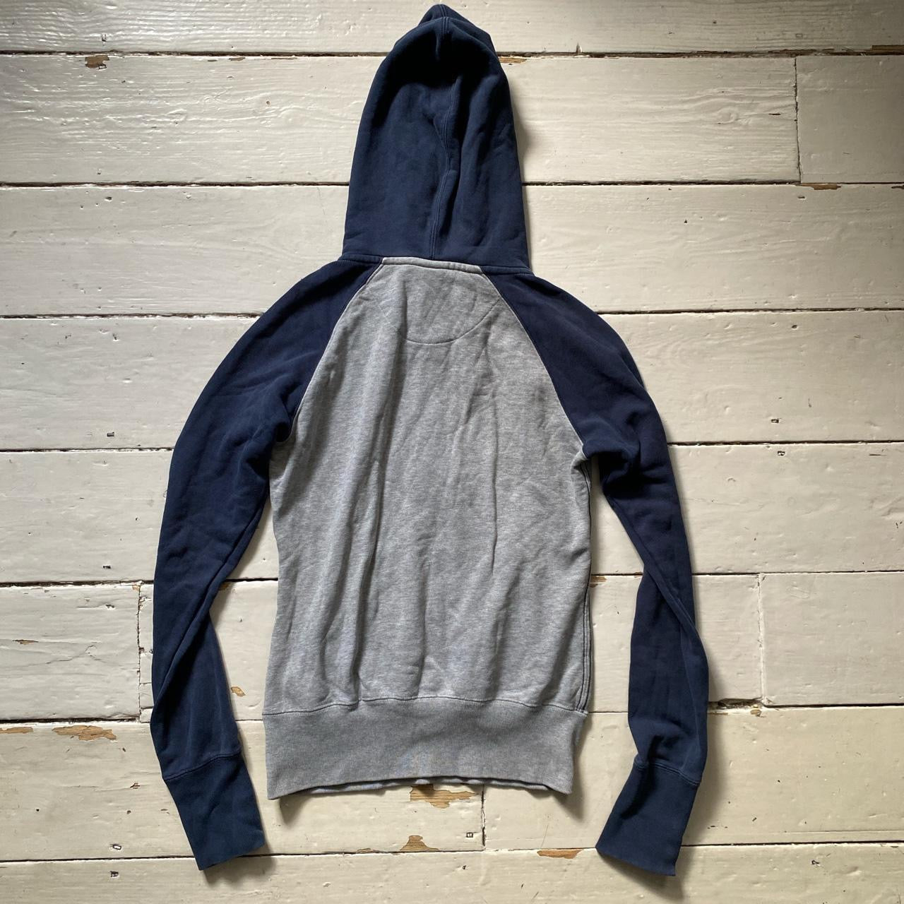 Nike Swoosh Navy and Grey Hoodie (Small)