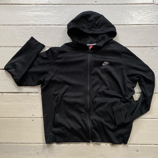 Nike Swoosh Black Hooded Track Top (XXL)