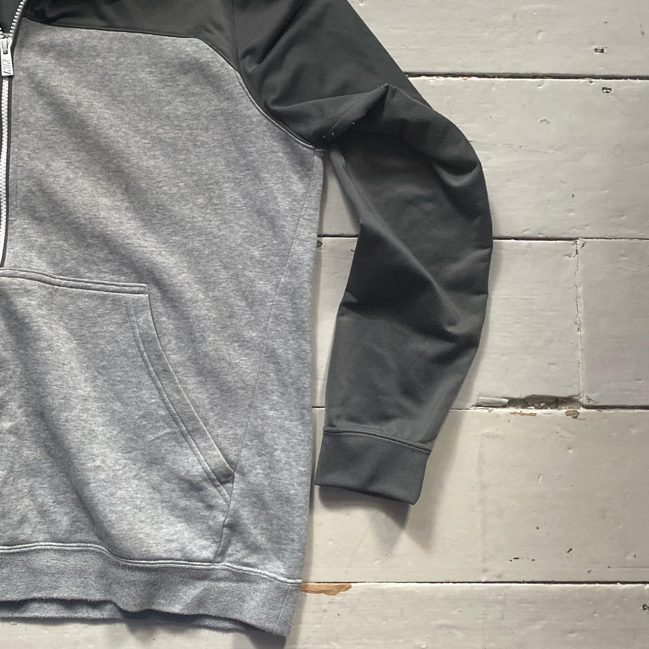 Nike Grey and Black Hoodie (Large)