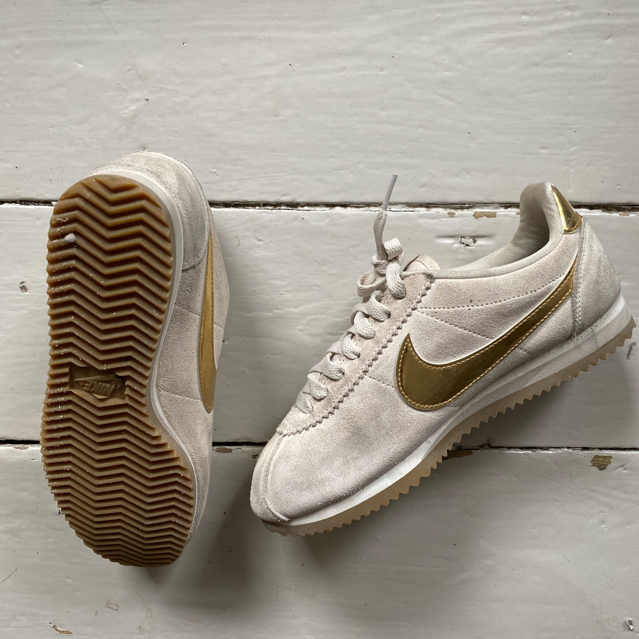 Nike Cortez Gold and Beige Suede (UK 4)