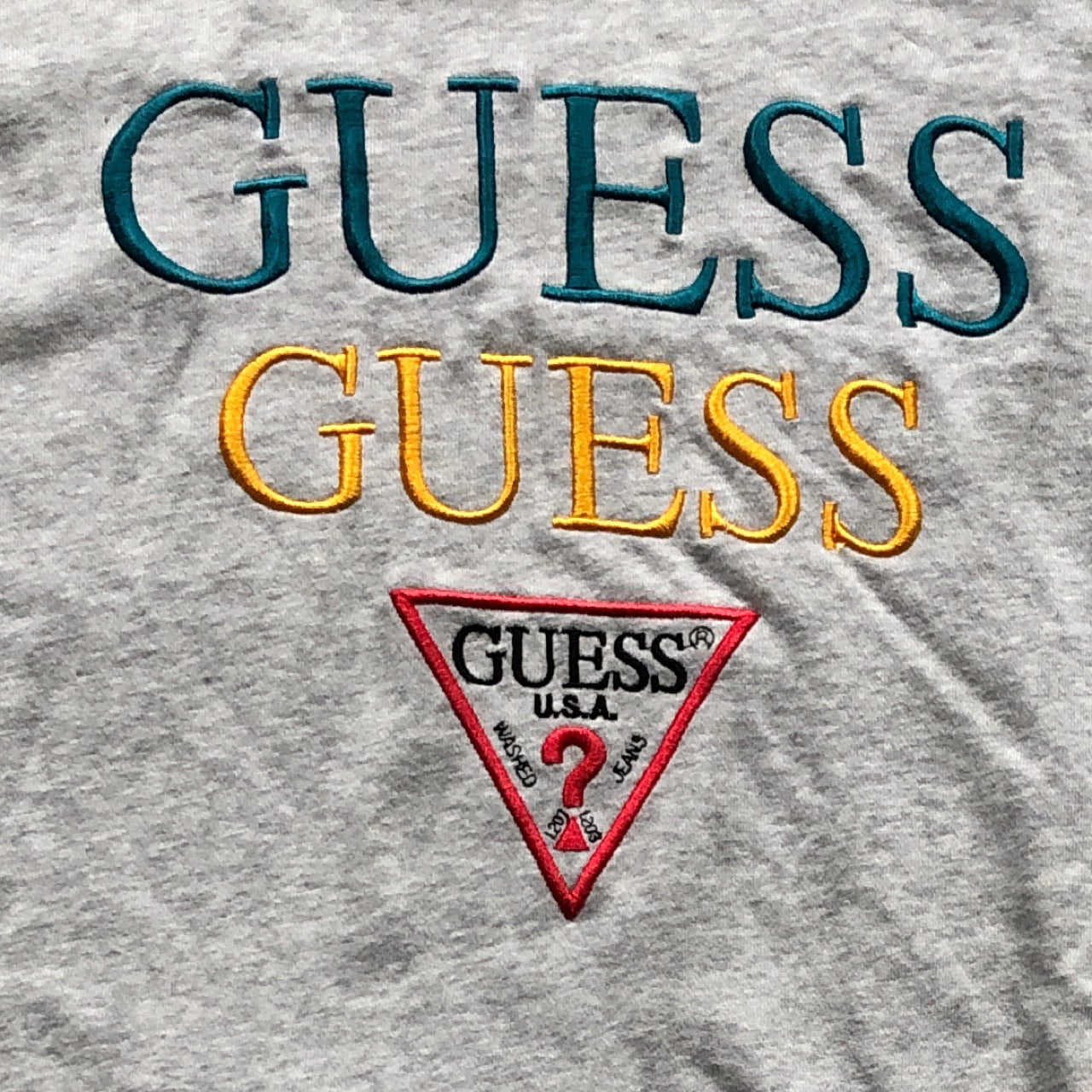 Guess Grey Multi Spellout Hoodie (XL)