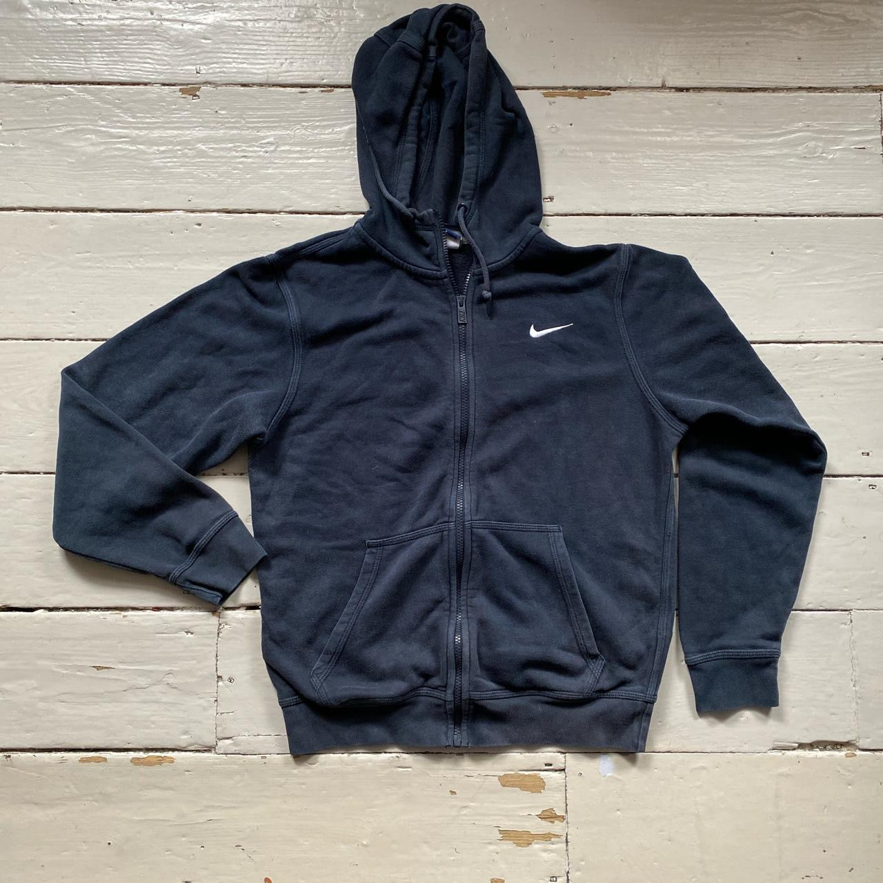 Nike Navy and White Hoodie (Small)