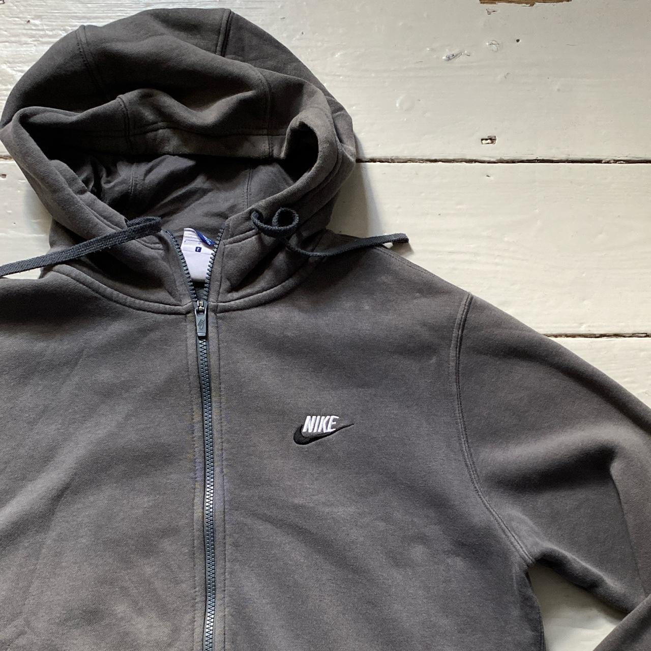 Nike Swoosh Grey and White Hoodie (Large)